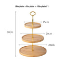 GobekUsa Bamboo Fruit Cake Stand Set Wood Tableware Snack Dessert Candy Plate