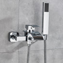 GobekUsa Black Wall Mount Bathtub Shower Faucet with Waterfall Spout