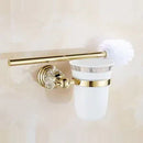 GobekUsa Gold Crystal Bathroom Accessories Set: Luxe Brass Bath Hardware Wall Mount Collection