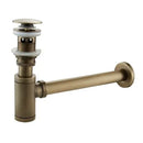 GobekUsa Antique Brass Pop Up Drain Kit with P-Trap Pipe for Bathroom Sink.