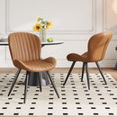 Upholstered Ribbed Dining Chairs, Set of 4 — Modern Metal Legs