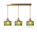 GobekUsa Green Glass Pendant Light Switch Bar Bedroom Copper Hanging Lamp