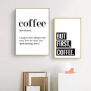 GobekUsa "Awakened Aromas" Canvas Print - Nordic Black & White Coffee Quotes