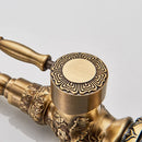 GobekUsa Antique Brass Basin Faucet Long Spout Flower Carved Sink Tap 360 Rotation