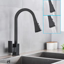 GobekUsa Black Kitchen Faucet Pull Out Mixer Square Single Handle Deck Mounted Tap