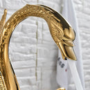 GobekUsa Golden Swan Basin Faucet Double Handle Hot Cold Mixer Tap for Bathroom