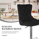 Velvet Swivel Bar Stools with High Backs, Adjustable Height, Water-Resistant Set of 2 (Khaki)
