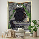 GobekUsa Black Cat Tarot Tapestry: Psychedelic Hippie Wall Hanging Room Decor