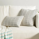 GobekUsa Cotton Woven Check Yellow Grey Ivory Cushion Cover for Home Living Room