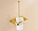 GobekUsa Gold Brass Bathroom Hardware Set: Paper Holder, Towel Bar, Soap Basket, Towel Rack