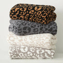 GobekUsa Cozy Leopard Print Knitted Blanket - Winter Faux Fur Microfiber Throw
