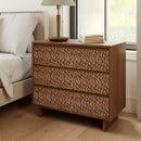 Modern 3-Drawer Nightstand with USB Ports & AC Outlets - Wooden Bedside Table