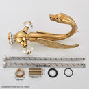 GobekUsa Gold Swan Basin Faucet: Deck Mounted Bathroom Mixer Tap with Hot and Cold Water
