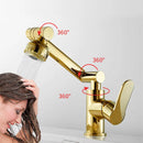 GobekUsa Gold and Black Bathroom Faucet with Hot Cold Water Mixer - Deck Mounted