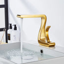 GobekUsa Gold & White Basin Faucet: Modern Brass Mixer Tap for Bathroom Sink