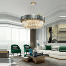 GobekUsa Art Deco Golden Crystal Chandelier LED Hanging Lamp