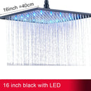 GobekUsa 16" Square LED Light Rainfall Shower Head - Color Changing Brass Showerhead