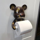 GobekUsa Bear Resin Paper Towel Holder: Nordic Animal Hanging Tissue Box Rack for Modern Wall Decor