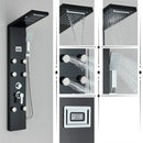 GobekUsa Black Rainfall Shower Panel Set with Massage System and Temperature Screen