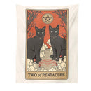 GobekUsa Cat Divination Tarot Card Tapestry Moon Phase Wall Hanging Décor