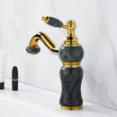 GobekUsa Gold Brass and Marble Bathroom Basin Faucet Cold Hot Water Mixer Sink Tap