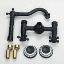 GobekUsa Black Swivel Wall Mounted Bathroom Faucet with Ceramic Base - 2 Handles