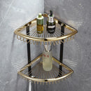 GobekUsa Gold & Black Corner Shelf: Brass Bathroom Shelves for Stylish Storage