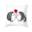 GobekUsa Love Heart Sketch Couple Pillow Cover 45X45CM Peah Skin Print