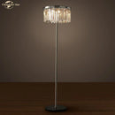 GobekUsa Industrial Crystal LED Floor Lamp Chrome Black Metal Standing Light