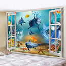 GobekUsa Dolphin Psychedelic Tapestry: Bohemian Underwater Wall Hanging for Home Decoration
