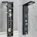 GobekUsa LCD Black LED Rainfall Shower Panel with 5 Massage Jets Wall Mount
