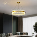GobekUsa LED Round Glass Chandelier: Modern Nordic Stainless Steel Pendant Light for Bedroom & Living Room