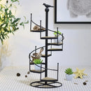 GobekUsa 8-Layer Stair Shape Iron Plant Stand with Wood Plate