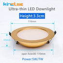 GobekUsa 5W/7W Gold LED Ceiling Downlight: Ultra-thin Luxury Spot Lighting for Home, Bathroom, Bedroom