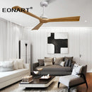 GobekUsa Black Wooden Ceiling Fan Modern Solidwood Remote Control 52" No Light