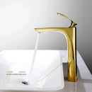 GobekUsa Gold Basin Faucet with Single Handle Hot & Cold Water Mixer Deck Mount
