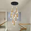 GobekUsa LED Spiral Chandelier for Home, Black Chrome Gold Stairwell Lighting