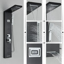 GobekUsa Black Rainfall Shower Panel Set with Massage System and Temperature Screen
