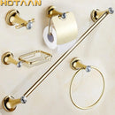 GobekUsa Gold Bathroom Hardware Set: Towel Rack, Toilet Paper Holder, Towel Bar, Hook