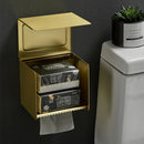 GobekUsa Aluminum Brushed Gold Toilet Paper Holder Rack Tissue Box - Bathroom Roll Storage