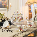 GobekUsa Elegant Floral Bone China Tea Cup Set 200ml - Premium Porcelain Teacup Saucer Spoon