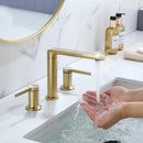 GobekUsa Brushed Gold Brass Widespread Bathroom Faucet 2 Handle Basin Tap