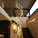 GobekUsa LED Spiral Chandelier Black Chrome Gold Pendant Light Modern Stairwell Lighting