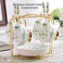 GobekUsa Camellia Bone China Tea & Coffee Set - Porcelain Teatime Pot, Cups, & Sugarpot