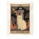 GobekUsa Cat Divination Tarot Card Tapestry Moon Phase Wall Hanging Décor
