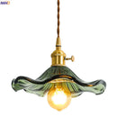 GobekUsa Green Glass Hanging Light: Modern LED Pendant Lamp for Living and Dining Room