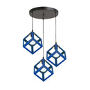 GobekUsa Geometric Cube Pendant Lights Trio Metal Shades Square Ceiling Lamps