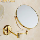 GobekUsa Gold Brass Wall Mounted Double Cosmetic Mirror 8 Inch, 1:1 and 1:3 Magnification