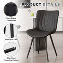 Upholstered Dining Chairs Set of 2 — Modern Armless PU Leather Side Chairs with Metal Legs, Black