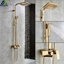 GobekUsa Golden Shower Faucet Set with 8" Rainfall Shower, Wall Mounted Hand Shower